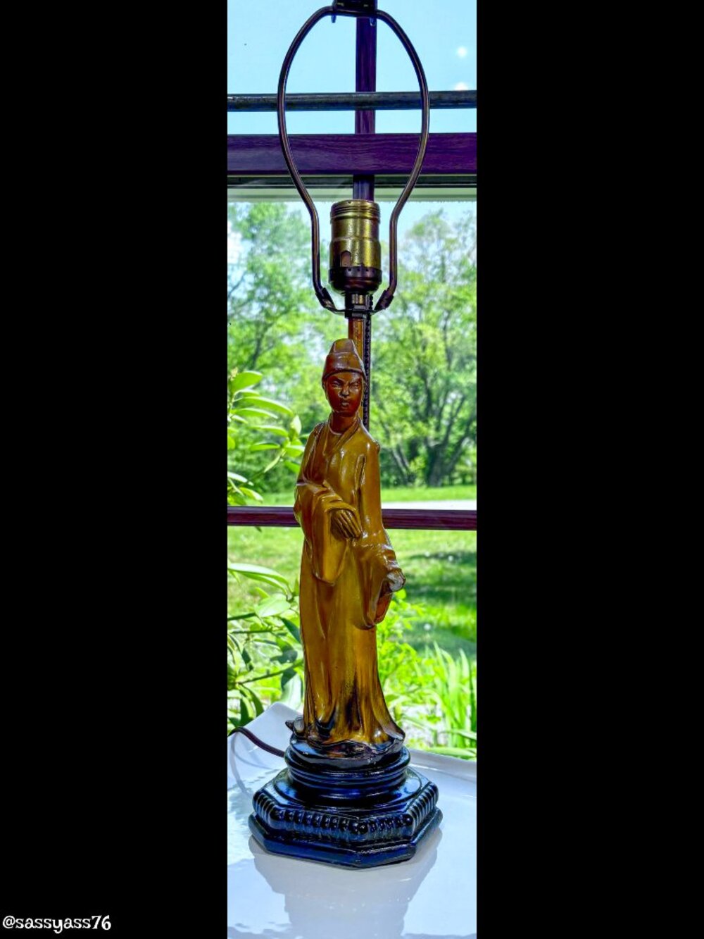 ▪️ VTG▪️BORGHESE▪️Mid-Century Asian Figural Italian Chalkware Table Lamp - Picture 2 of 10